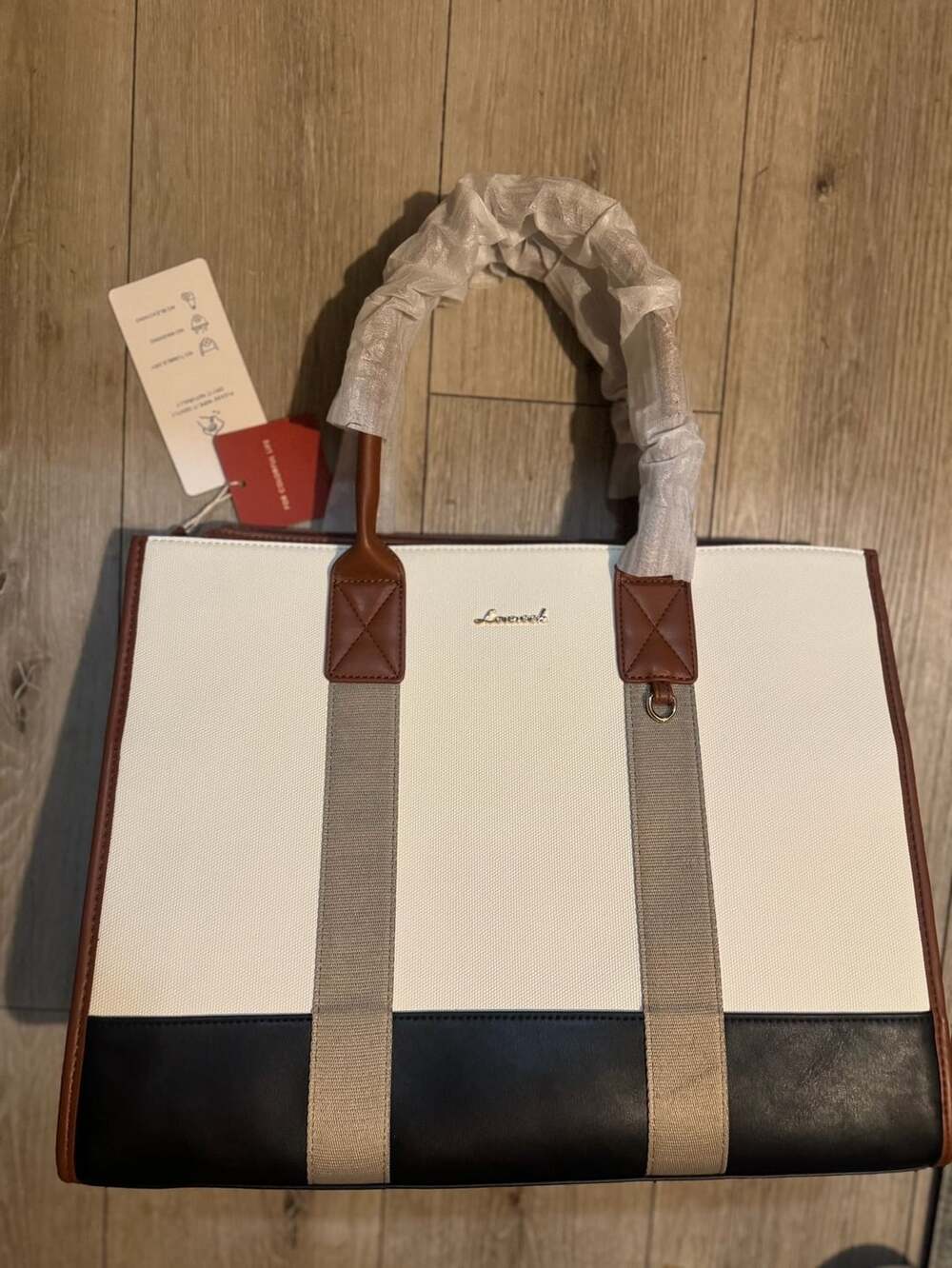 Lovevook Laptop Tote Bag White And Brown